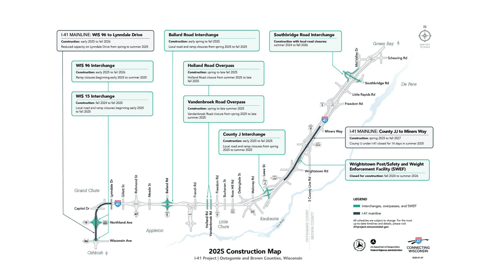 Road Construction Causes Closures on I-41