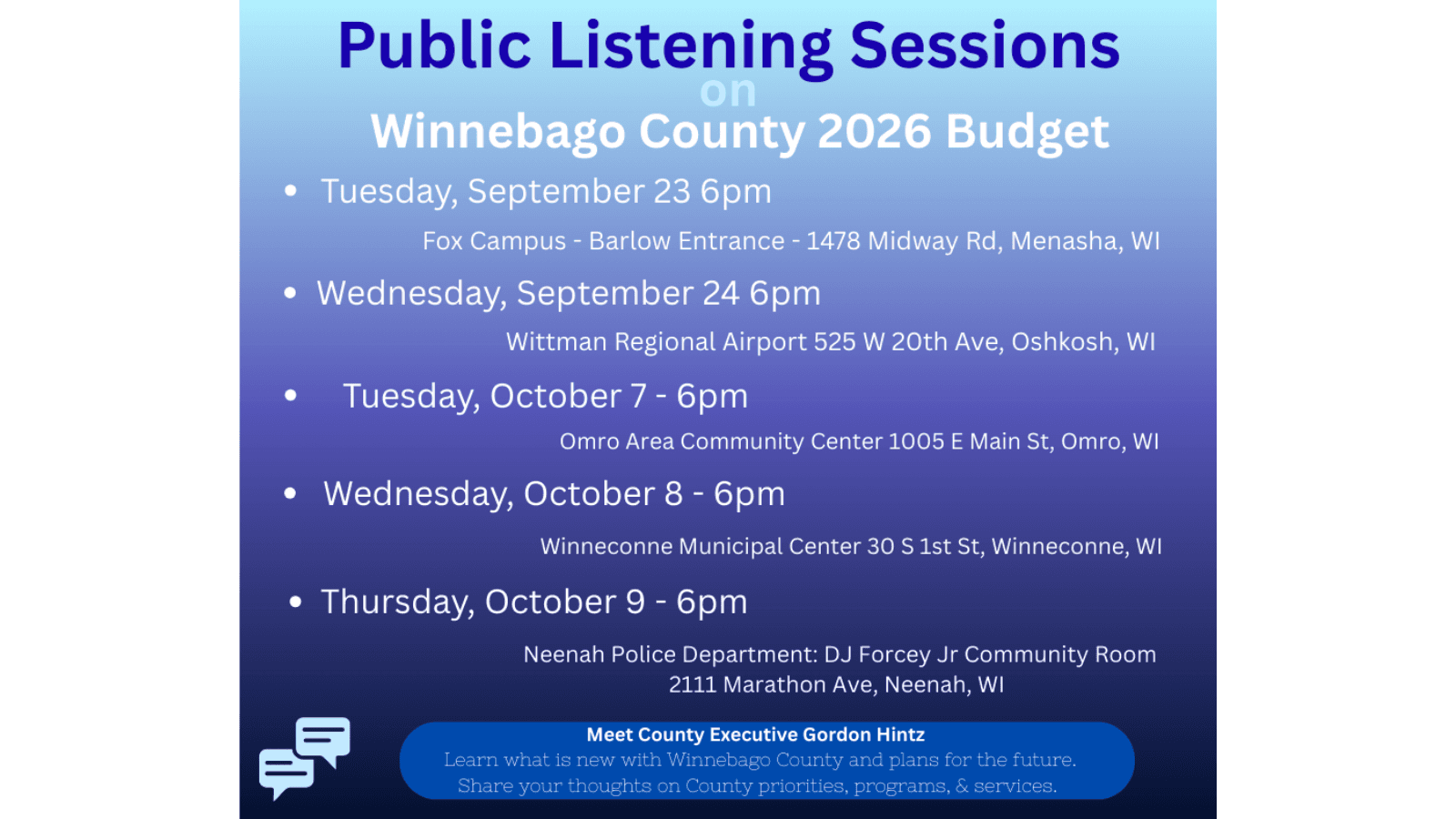 Budget Listening Sessions Planned in Winnebago County