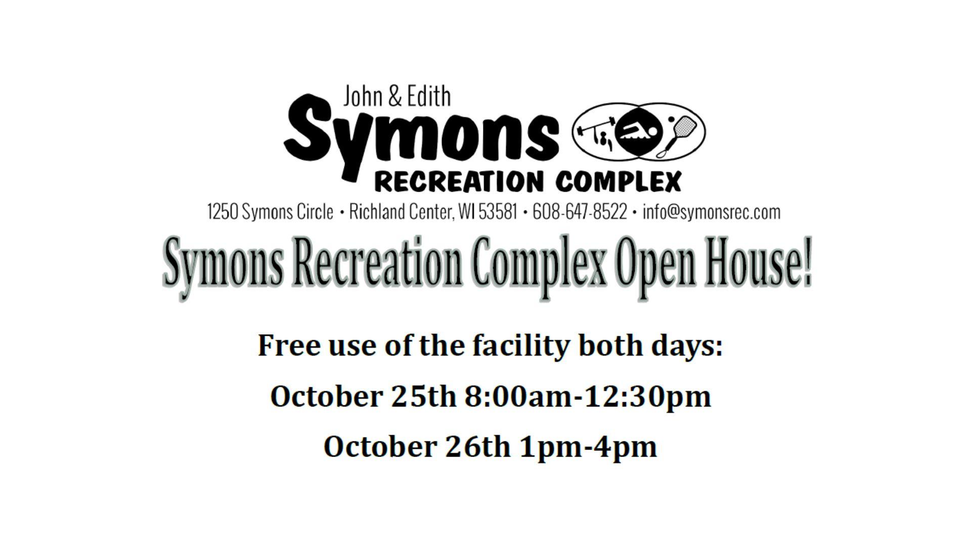 Symons Recreation Complex to hold open house Saturday