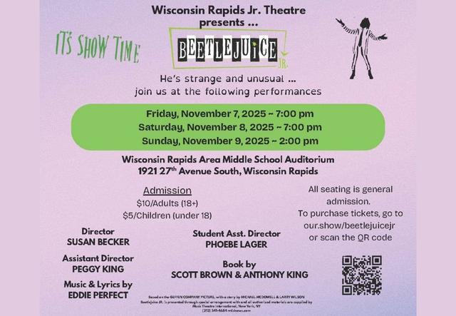 Performing Arts Center of Wisconsin Rapids Presents Beetlejuice Jr the Musical – October ‘25